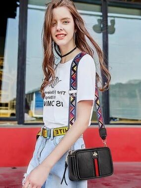Beatfull Designer Crossbody Bag Bee Shoulder Purse for Women Trendy Black